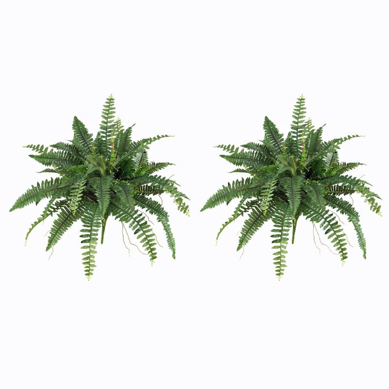 Nearly Natural 15inH Polyester Boston Fern Plants, Green, Set Of 2 Plants MPN:6032-S2