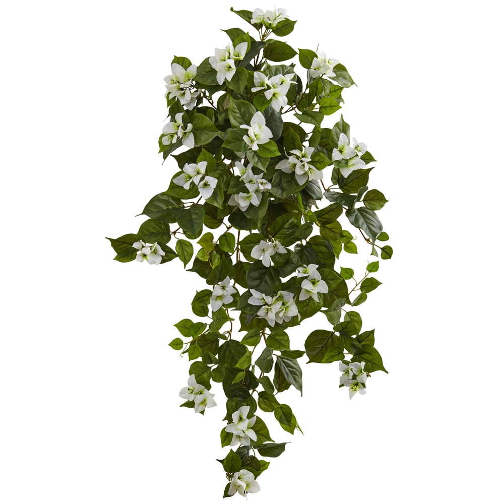 Nearly Natural Bougainvillea 37in Artificial Hanging Plants, White, Set Of 2 Plants MPN:6102-S2-WH