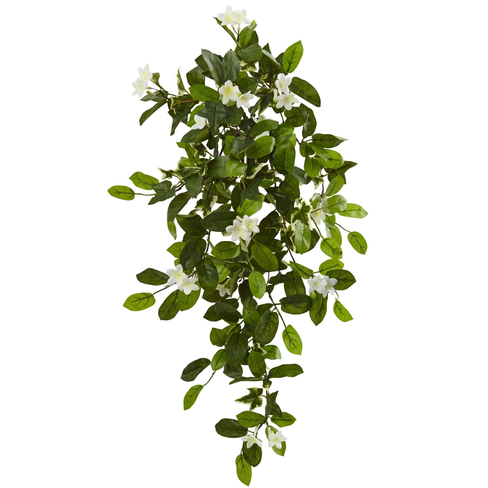 Nearly Natural Mixed Stephanotis & Ivy 19in Artificial Hanging Plants, Green, Set Of 4 Plants MPN:6151-S4