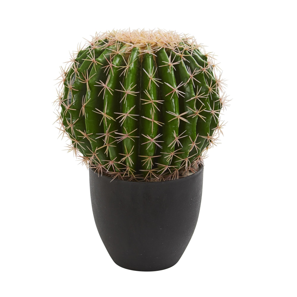 Nearly Natural 14in Artificial Cactus Plant With Planter, Green/Black MPN:6327