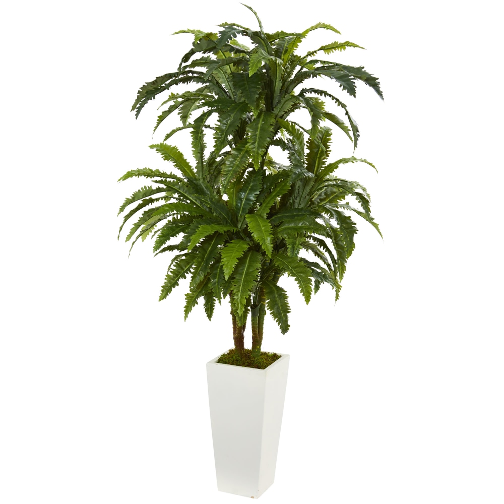 Nearly Natural Marginatum 50in Artificial Plant With Tower Vase, Green/White MPN:6380