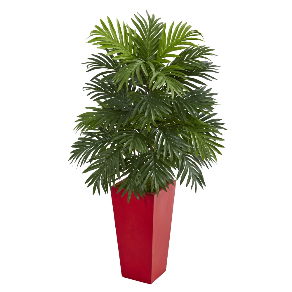 Nearly Natural Areca Palm 40inH Artificial Plant With Planter, 40inH x 20inW x 20inD, Green/Red MPN:6489