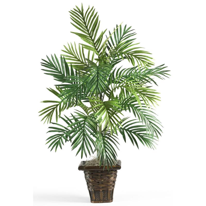 Nearly Natural 38inH Silk Areca Palm Plant With Wicker Basket, Green MPN:6536