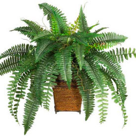 Nearly Natural Boston Fern with Wicker Basket Silk Plant 6549