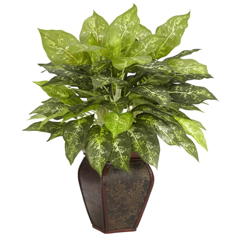 Nearly Natural 23inH Silk Dieffenbachia Plant With Decorative Vase MPN:6676