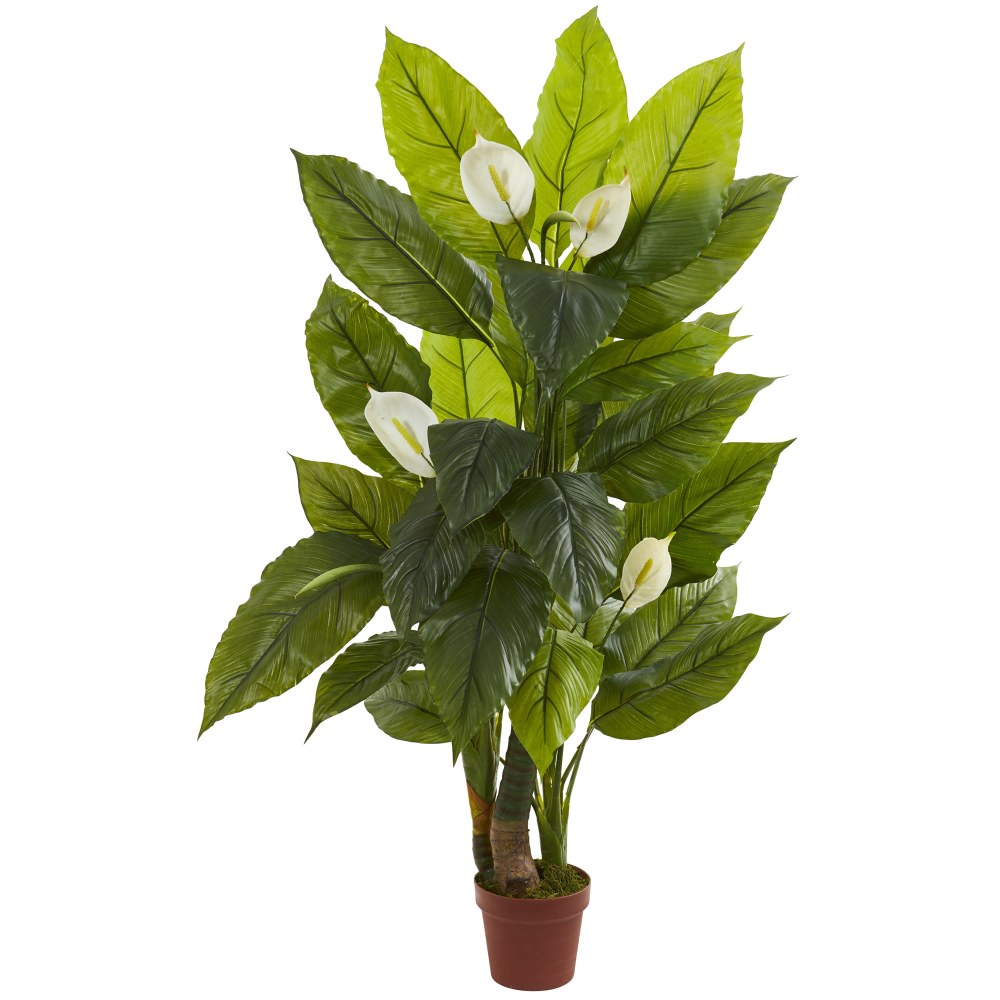 Nearly Natural Spathiphyllum 54inH Artificial Real Touch Plant With Pot, 54inH x 30inW x 26inD, Green MPN:6811