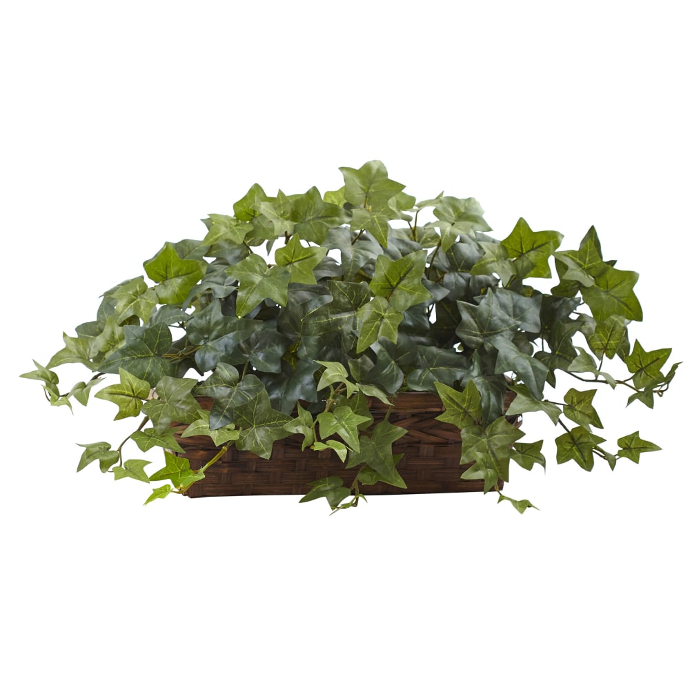 Nearly Natural 12-1/2inH Puff Ivy With Ledge Basket, Green/Brown MPN:6819