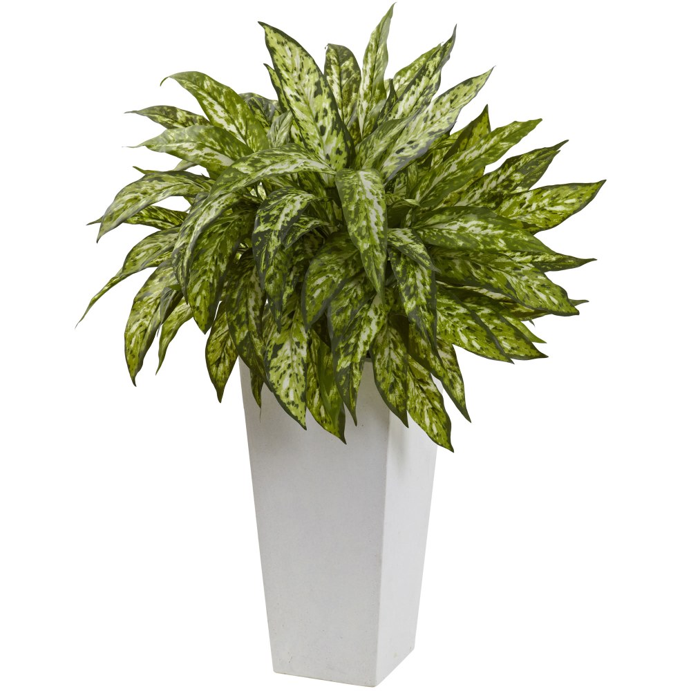 Nearly Natural Aglaonema 28inH Artificial Plant With Decorative Planter, 28inH x 20inW x 20inD, Green/White MPN:6836