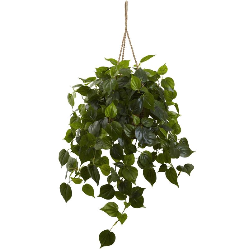 Nearly Natural 3ftH Philodendron With Hanging Basket, Green/Brown MPN:6853