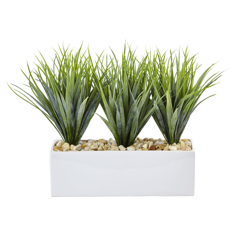 Nearly Natural Vanilla Grass 12inH Artificial Plant With Rectangular Planter, 12inH x 17inW x 8inD, Green MPN:6915