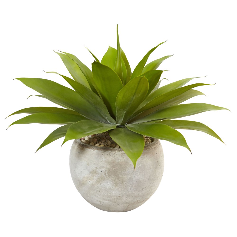 Nearly Natural Agave 24inH Artificial Plant With Sand Colored Bowl, 24inH x 28inW x 28inD, Green MPN:6959