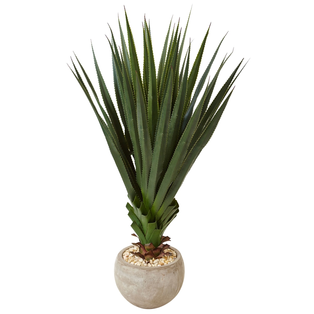 Nearly Natural 54inH Spiked Agave Artificial Plant With Bowl, 54inH x 32inW x 32inD, Sand/Green MPN:6962