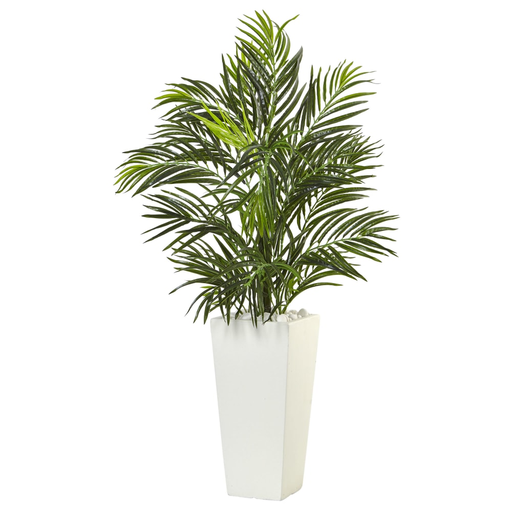 Nearly Natural 39inH Areca Artificial Palm With Square Planter, 39inH x 20inW x 20inD, White/Green MPN:6966