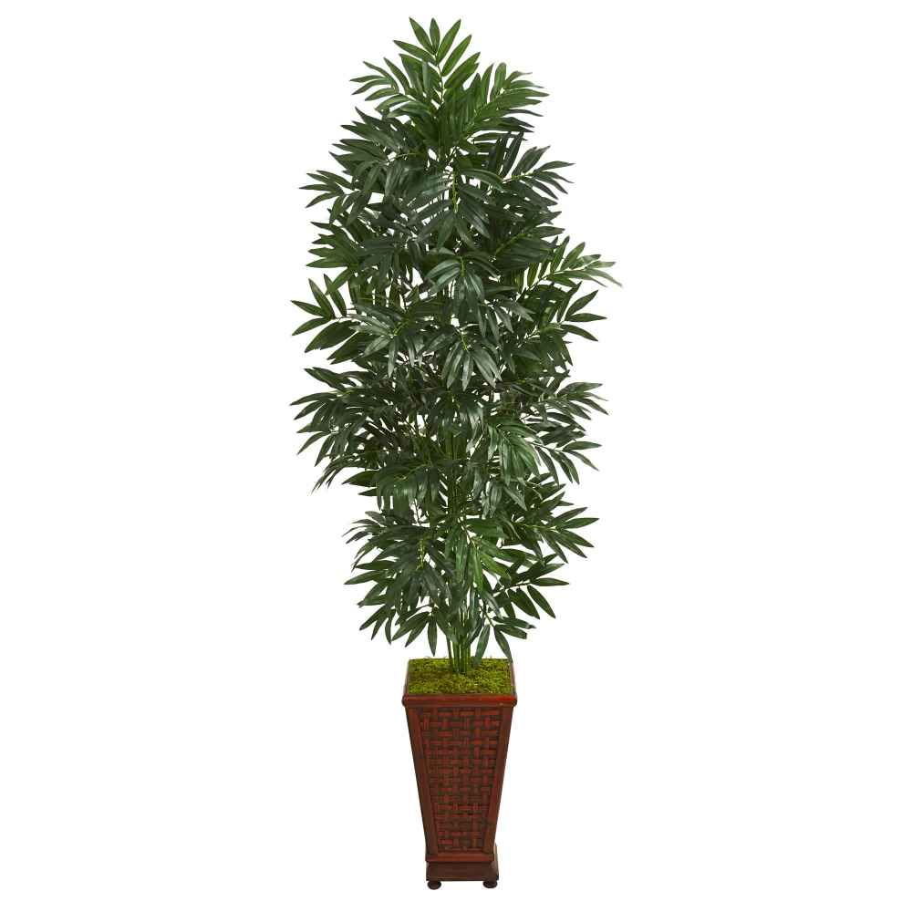 Nearly Natural 5-1/2ftH Bamboo Palm Artificial Plant With Decorative Planter, 66inH x 20inW x 20inD, Brown/Green MPN:8082