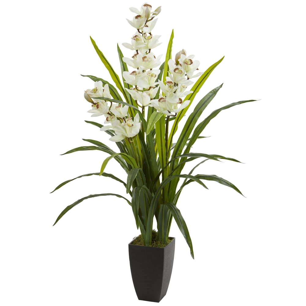 Nearly Natural 45inH Cymbidium Orchid Artificial Plant, 45inH x 14inW x 14inD, Black/White MPN:8301