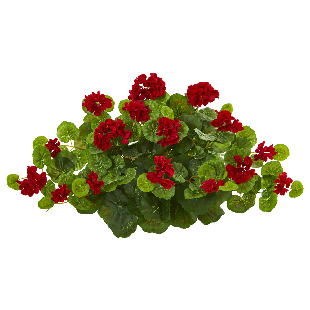 Nearly Natural Geranium Ledge 12inH Artificial Plant, 12inH x 24inW x 8inD, Red/Green MPN:8940