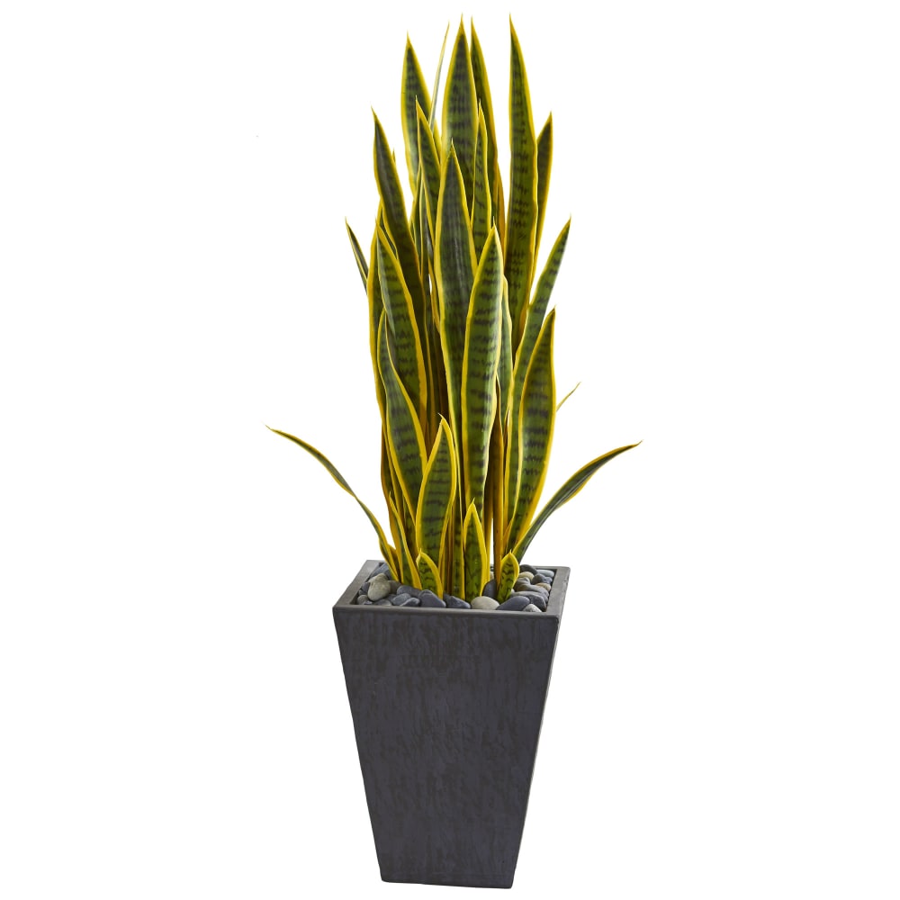 Nearly Natural 3-1/2ftH Sansevieria Artificial Plant With Planter, 42inH x 12inW x 12inD, Black/Green MPN:9182
