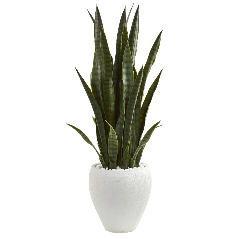 Nearly Natural Sansevieria 42in Artificial Plant With Planter, Green/White MPN:9188