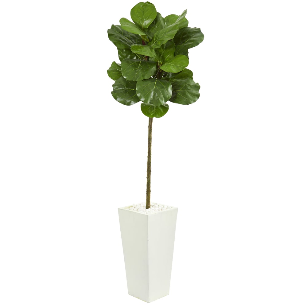 Nearly Natural Fiddle Leaf 66in Artificial Tree With Tower Planter, Green/White MPN:9215