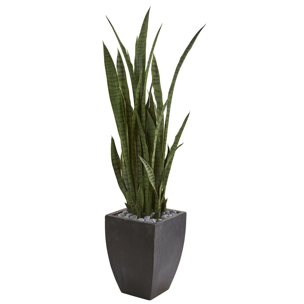 Nearly Natural Sansevieria 54inH Artificial Plant With Planter, 54inH x 11inW x 11inD, Green/Black MPN:9495