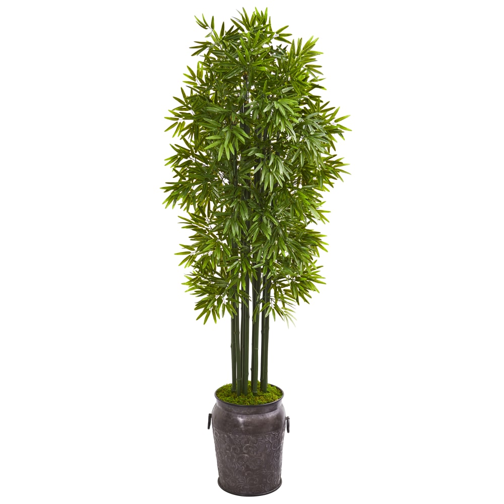 Nearly Natural Bamboo Tree 6'H Artificial Plant With Planter, 72inH x 28inW x 21inD, Green/Gray MPN:9726