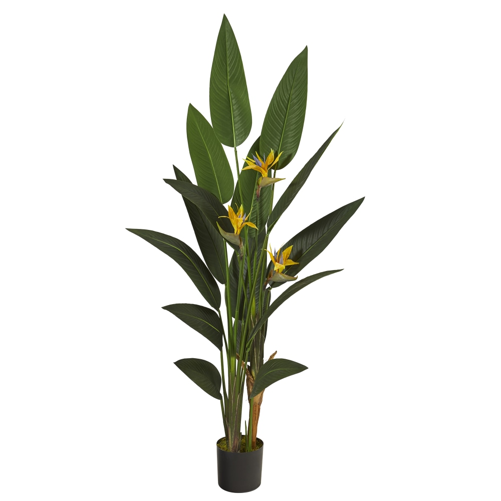 Nearly Natural Bird of Paradise 72inH Artificial Plant With Planter, 72inH x 28inW x 28inD, Green/Black MPN:P1309