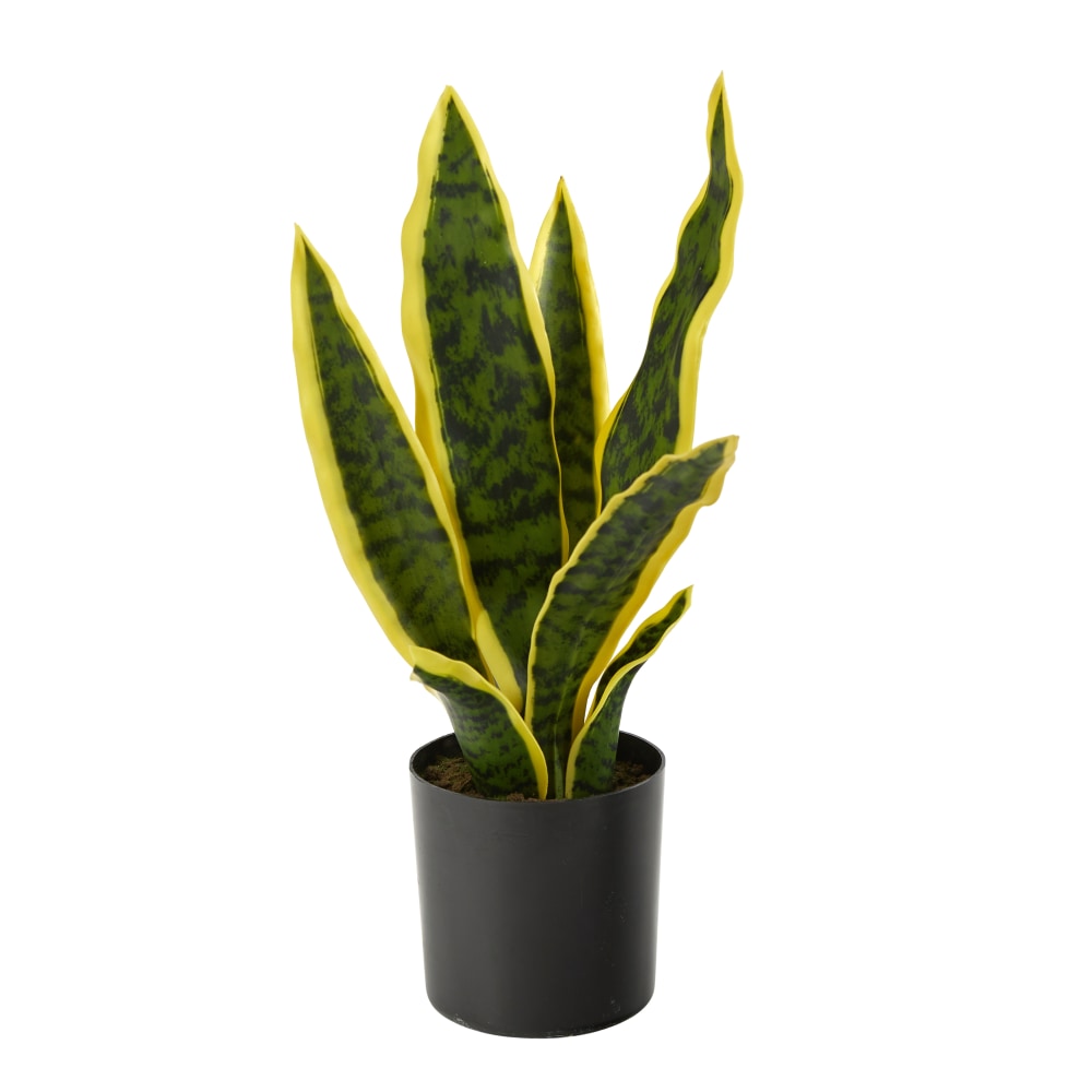 Nearly Natural Sansevieria 14inH Artificial Plant With Planter, 14inH x 6inW x 6inD, Green/Black MPN:P1505