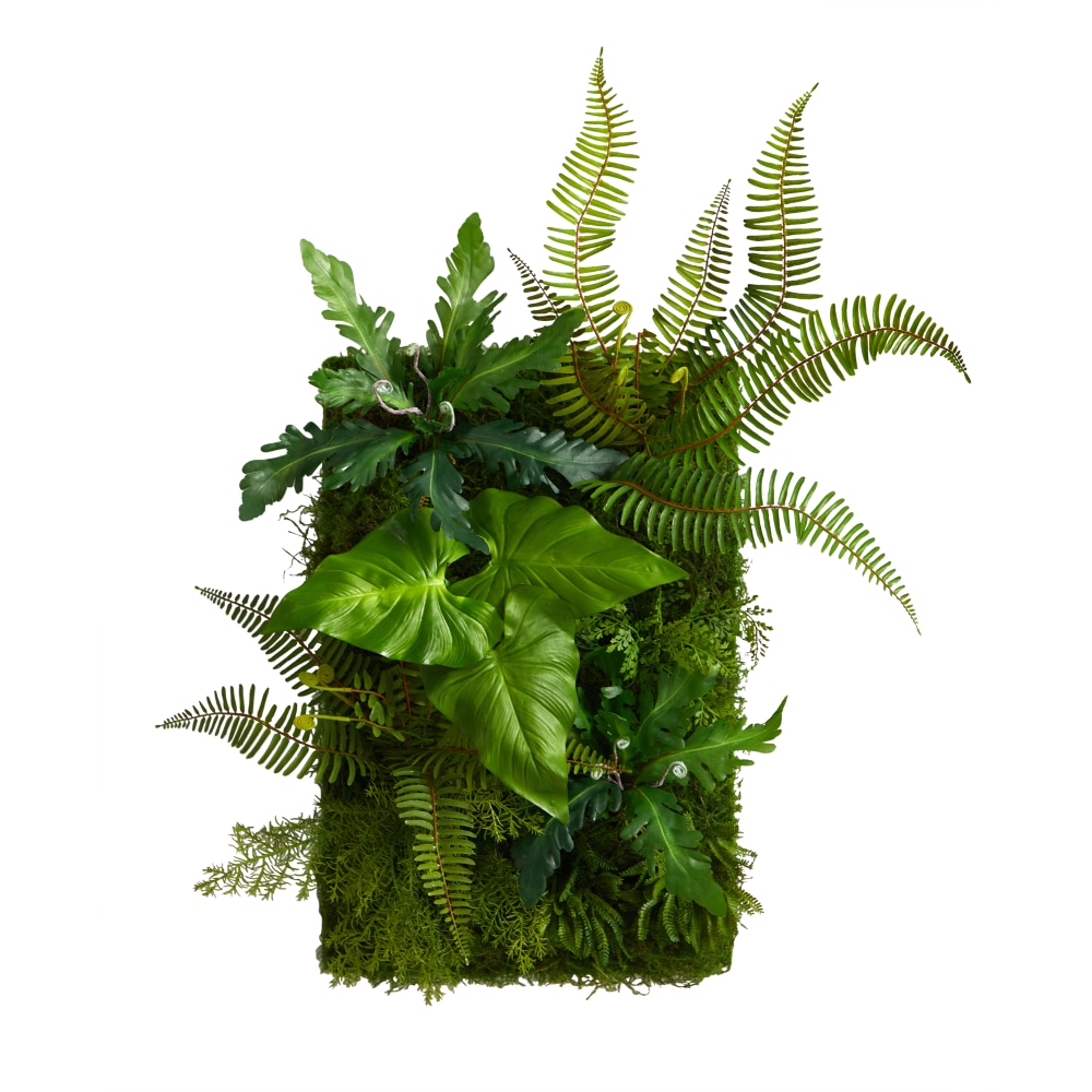 Nearly Natural Mixed Foliage Artificial Living Wall, 24inH x 16inW x 9inD, Green MPN:P1514