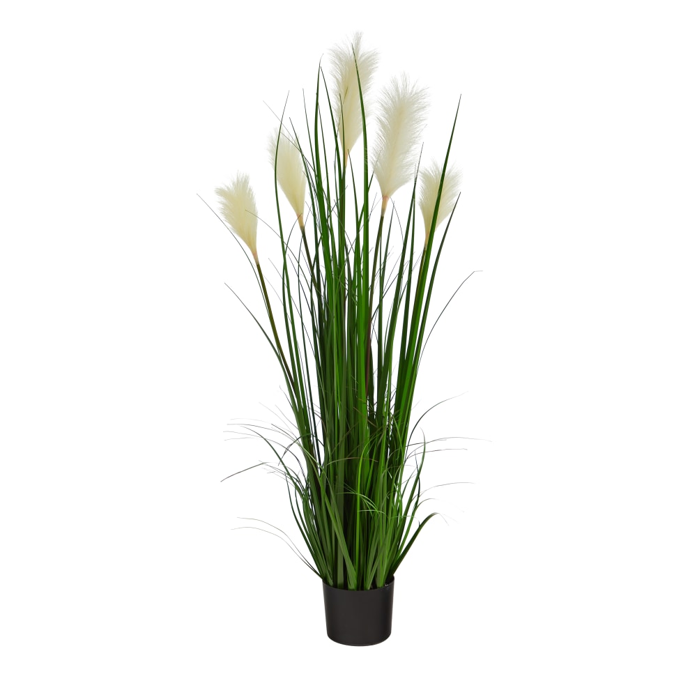 Nearly Natural Plume Grass 48inH Artificial Plant With Planter, 48inH x 16inW x 16inD, Green/Black MPN:P1678
