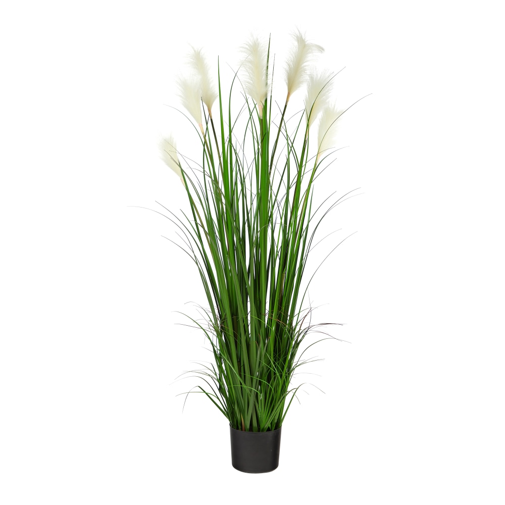 Nearly Natural Plume Grass 54inH Artificial Plant With Planter, 54inH x 27inW x 27inD, Green/Black MPN:P1679