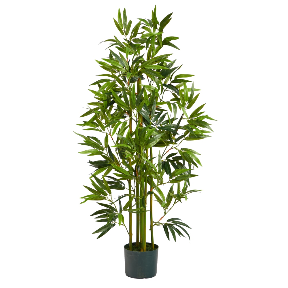 Nearly Natural Bamboo Tree 4'H Artificial Tree With Planter, 48inH x 28inW x 28inD, Green/Black MPN:T1539