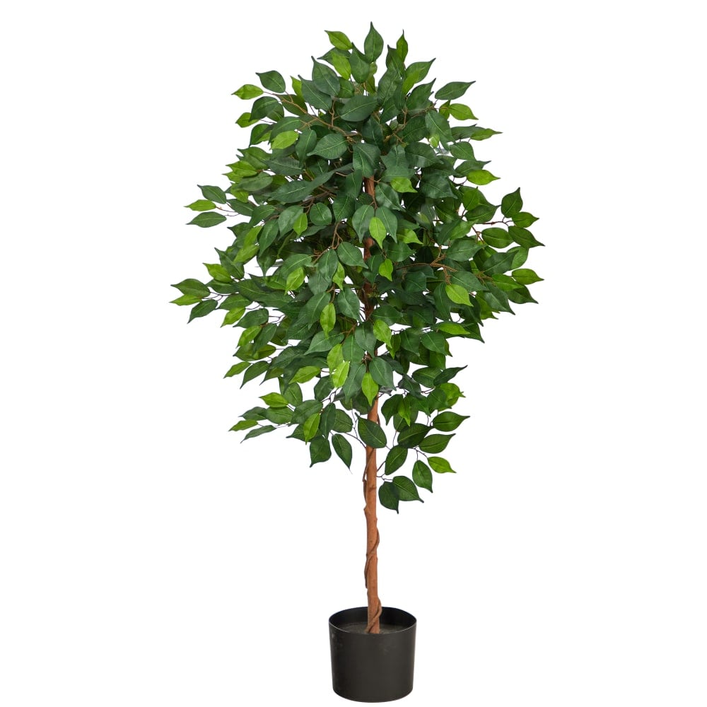 Nearly Natural Ficus 48inH Artificial Plant With Planter, 48inH x 25inW x 12inD, Green/Black MPN:T1579
