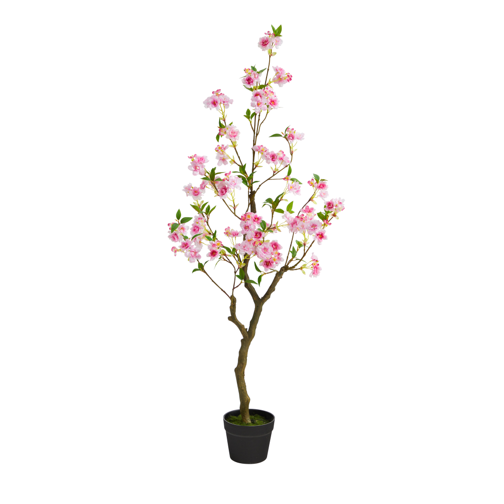 Nearly Natural Cherry Blossom 48inH Artificial Plant With Planter, 48inH x 18inW x 18inD, Pink/Black MPN:T1700
