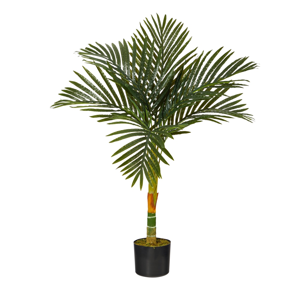 Nearly Natural Golden Cane Palm 36inH Artificial Plant With Planter, 36inH x 12inW x 12inD, Green/Black MPN:T1836
