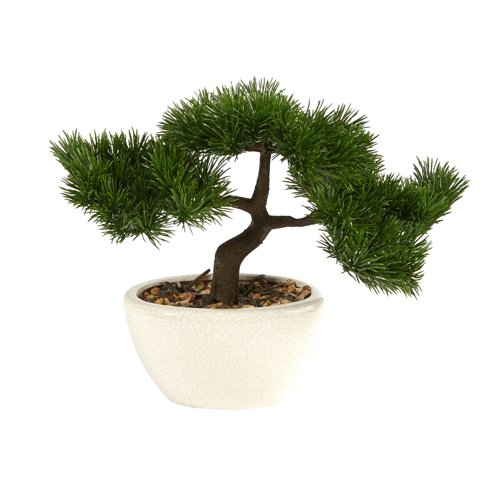 Nearly Natural Cedar Bonsai 10inH Artificial Tree With Decorative Planter, 10inH x 10inW x 5inD, Green/Black MPN:T2020