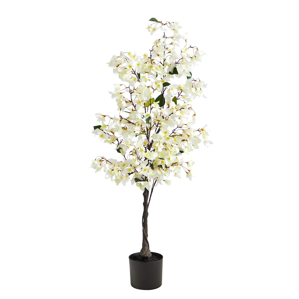 Nearly Natural Bougainvillea 48inH Artificial Tree With Planter, 48inH x 19inW x 19inD, White/Black MPN:T2398-WH
