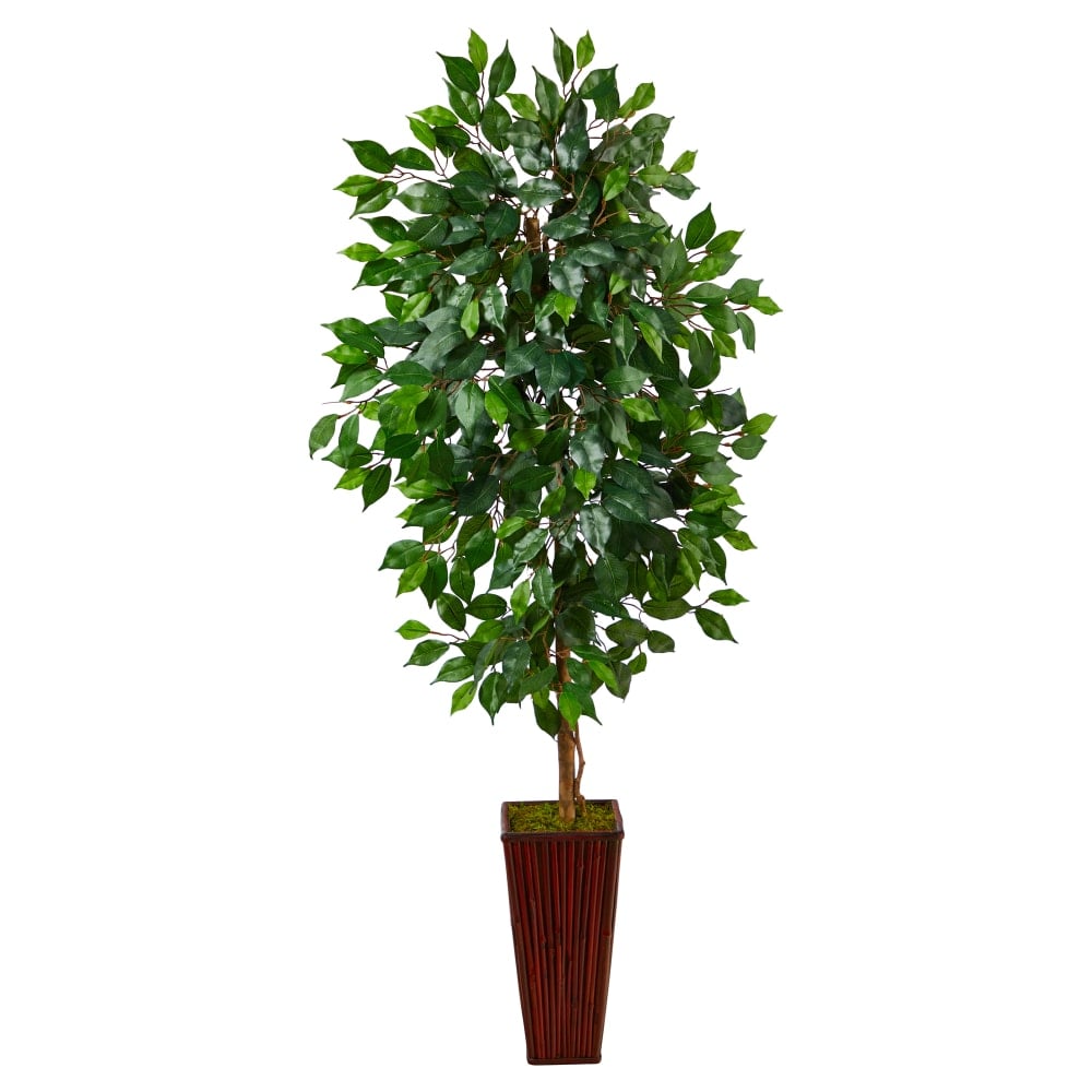 Nearly Natural Ficus 60inH Artificial Plant With Bamboo Planter, 60inH x 21inW x 19inD, Green/Brown MPN:T2568