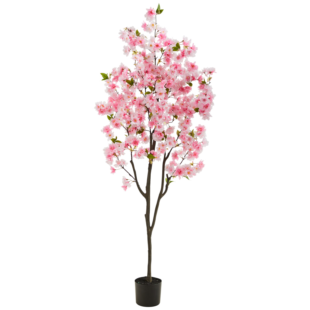Nearly Natural Cherry Blossom 72inH Artificial Tree With Planter, 72inH x 31inW x 10inD, Pink/Black MPN:T2723-PK