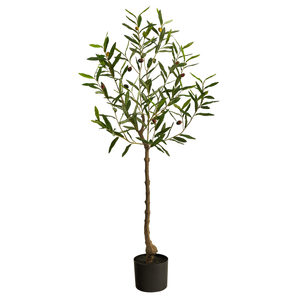 Nearly Natural Olive Tree 48inH Artificial Plant With Planter, 48inH x 20inW x 12inD, Green/Black MPN:T2724