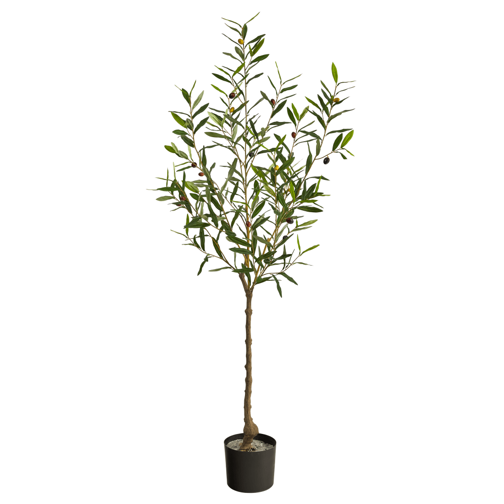 Nearly Natural Olive Tree 60inH Artificial Plant With Planter, 60inH x 19inW x 14inD, Green/Black MPN:T2725
