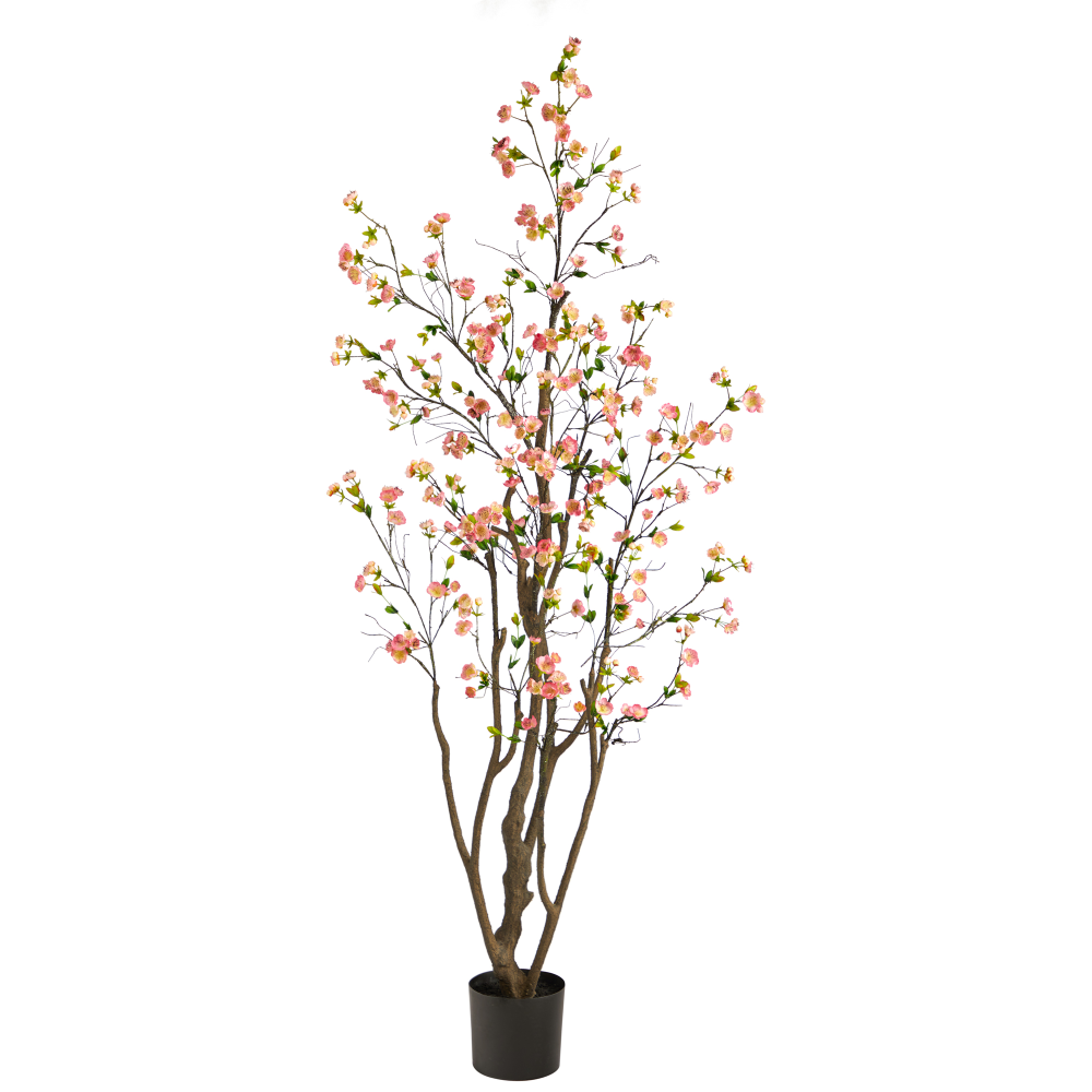 Nearly Natural Cherry Blossom 78inH Artificial Tree With Planter, 78inH x 18inW x 18inD, Pink/Black MPN:T2775