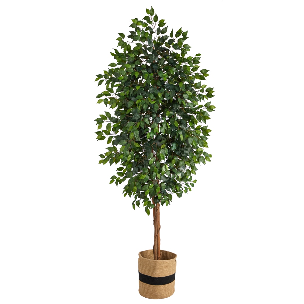 Nearly Natural Ficus 96inH Artificial Plant With Handmade Cotton Planter, 96inH x 44inW x 44inD, Green/Natural MPN:T2902