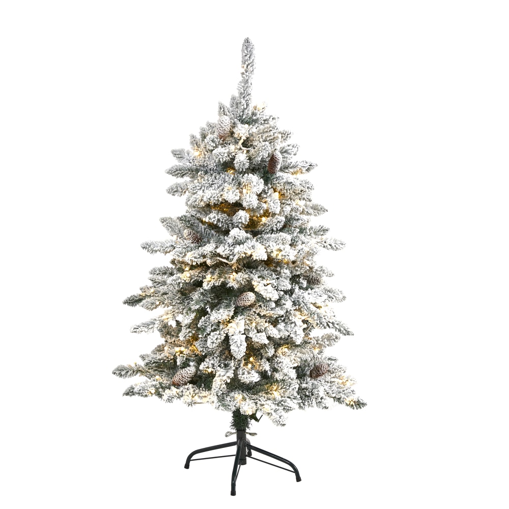 Nearly Natural Flocked Livingston Artificial Fir Christmas Tree, 4ft MPN:T1609