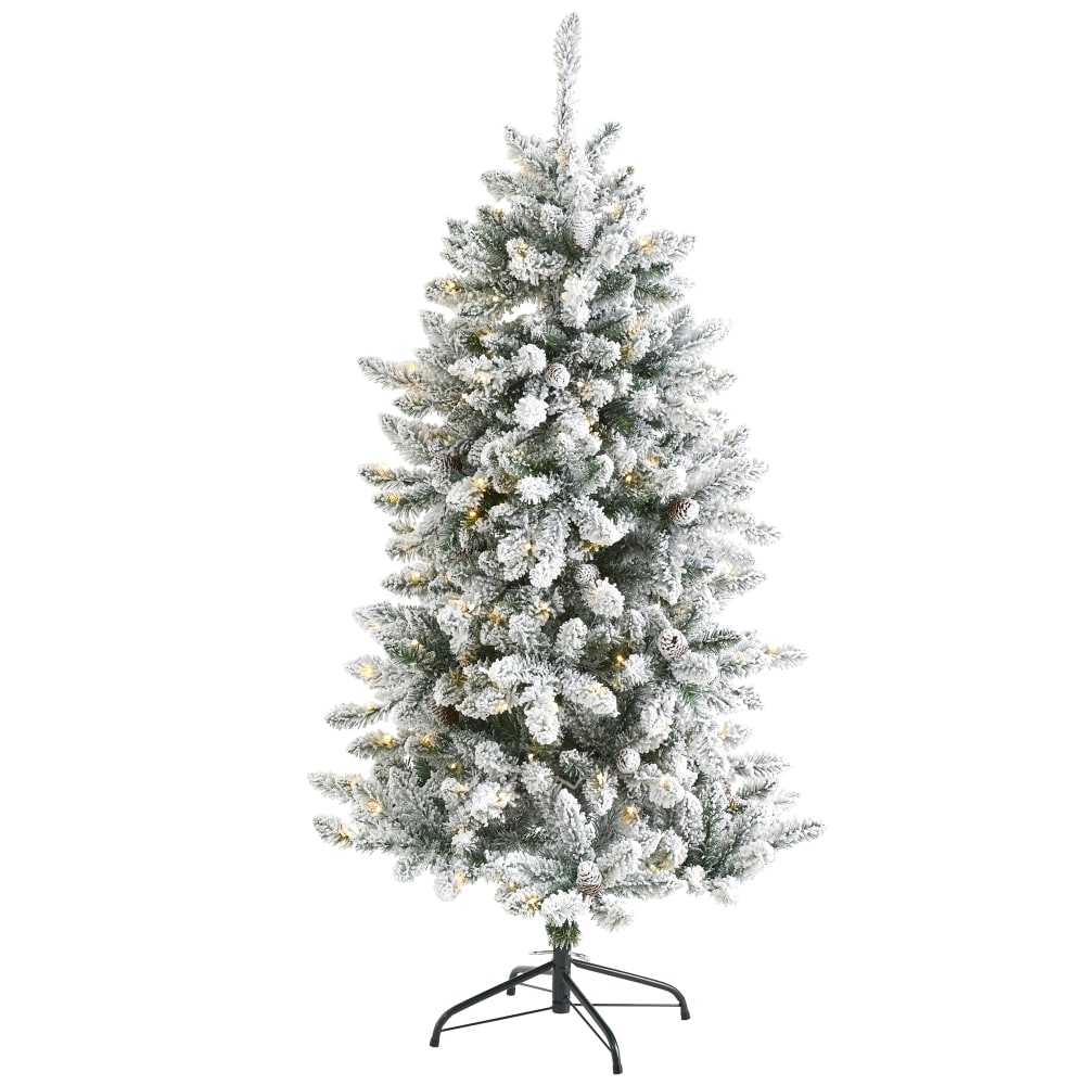Nearly Natural Flocked Livingston Fir Artificial Christmas Tree, 5' MPN:T1610