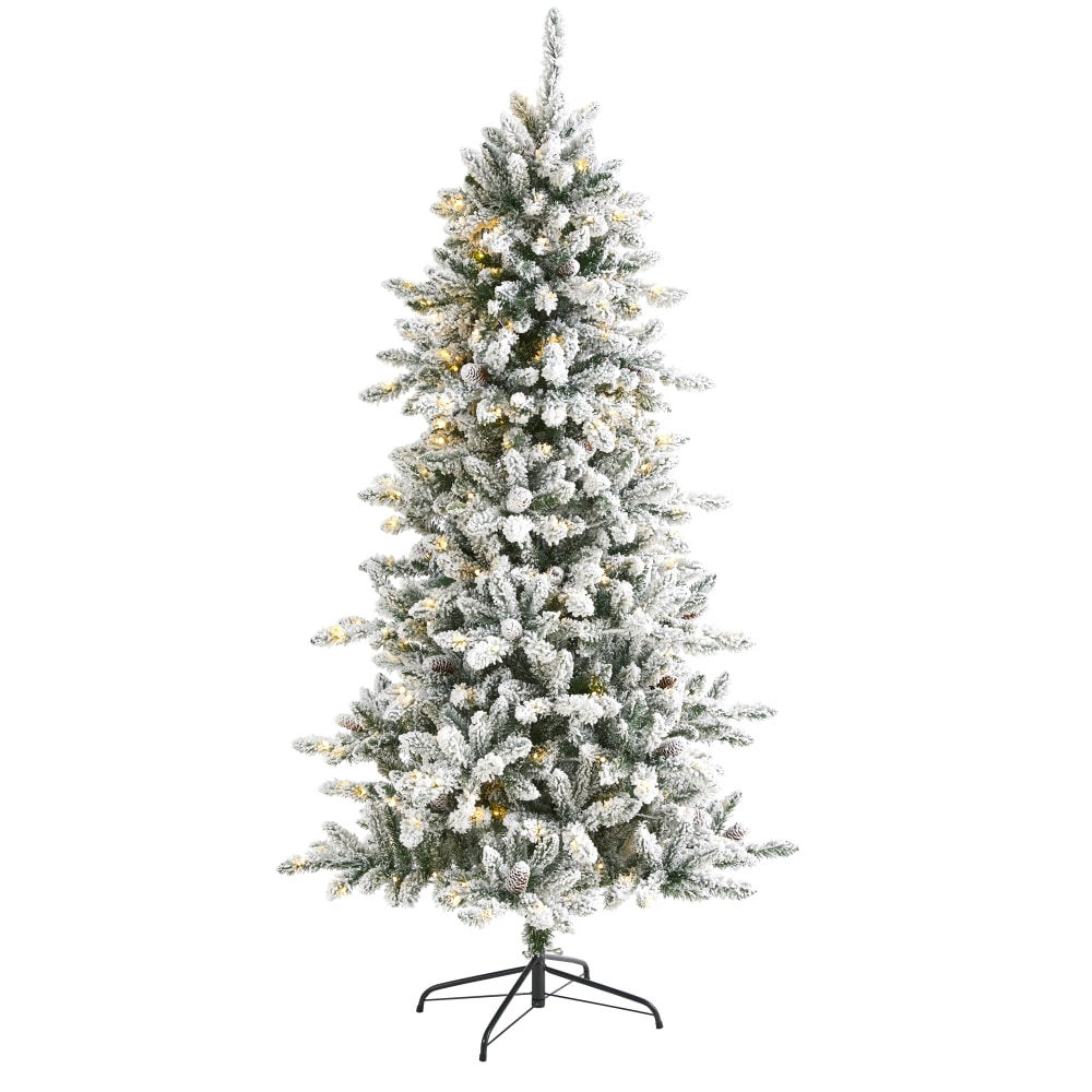 Nearly Natural Flocked Livingston Fir Artificial Christmas Tree, 6' MPN:T1611