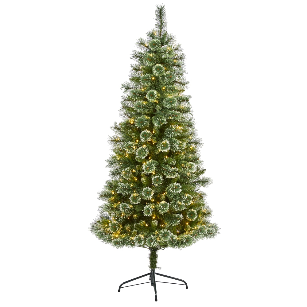Nearly Natural Wisconsin Slim Snow Tip Pine Artificial Christmas Tree, 6ft MPN:T1635