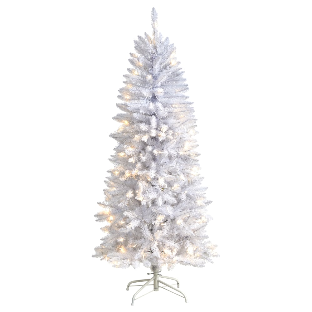 Nearly Natural Slim Artificial Christmas Tree, 5'H, White MPN:T3359