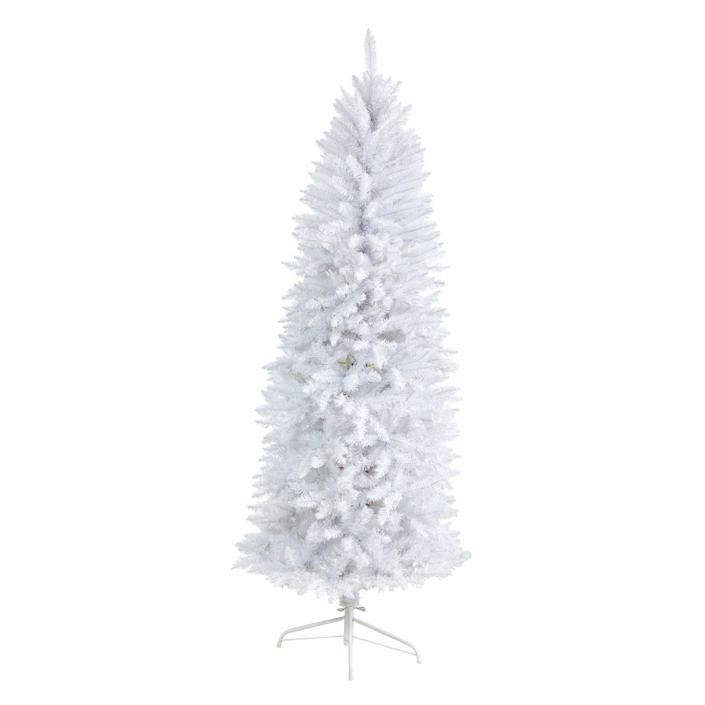 Nearly Natural Fir 72inH Slim Artificial Christmas Tree With Bendable Branches, 72inH x 29inW x 29inD, White MPN:T4500