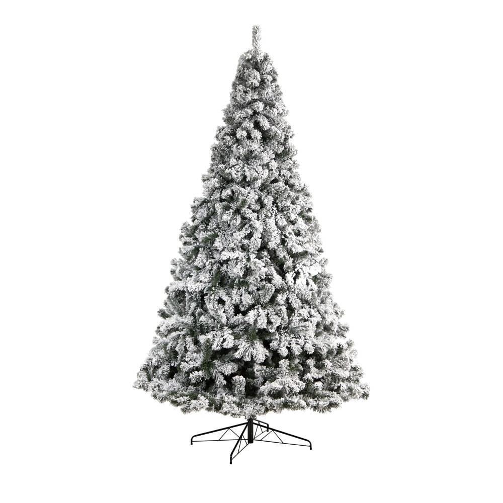 Nearly Natural Flocked West Virginia Fir 120inH Artificial Christmas Tree With Bendable Branches, 120inH x 68inW x 68inD, Green MPN:T4517