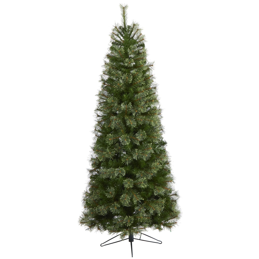 Nearly Natural Cashmere Pine 78inH Slim Artificial Christmas Tree With Bendable Branches, 78inH x 32inW x 32inD, Green MPN:T4518